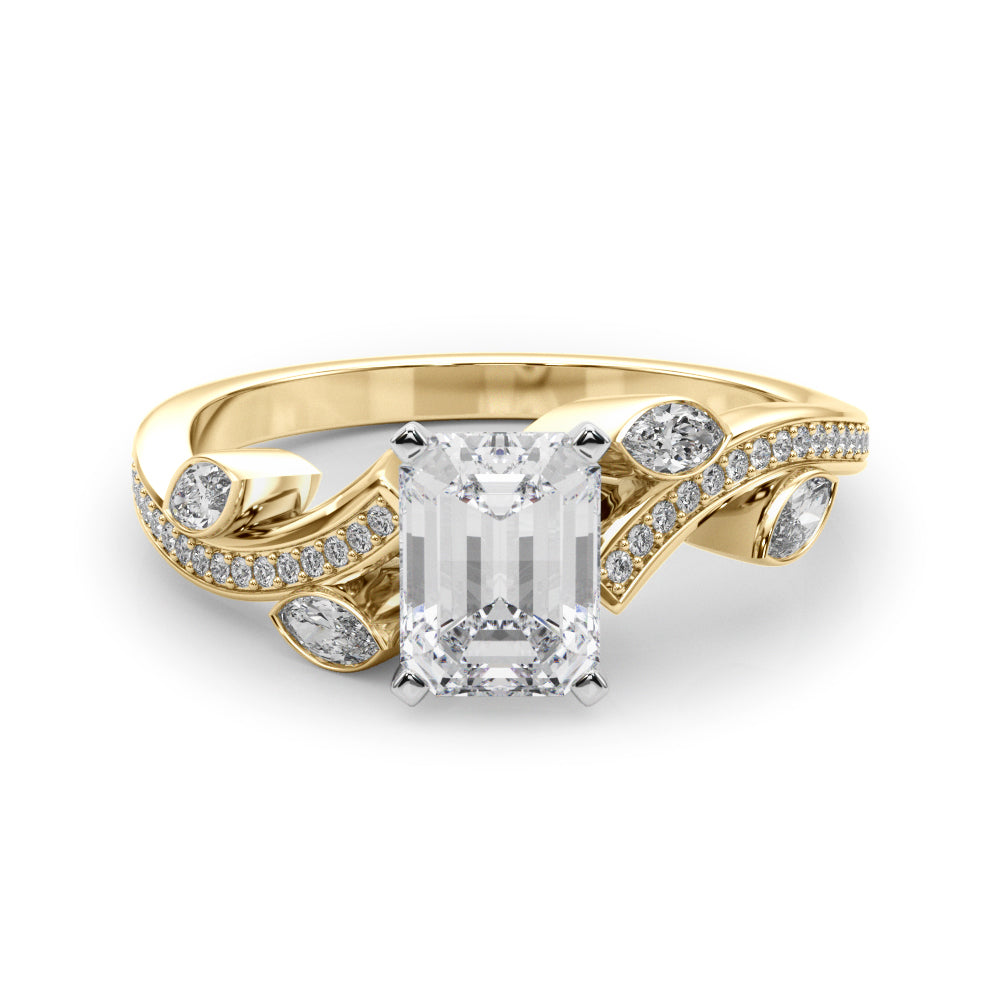 Refined Fashion Ring Round Diamond Engagement Ring — 9K/18K Gold & Platinum