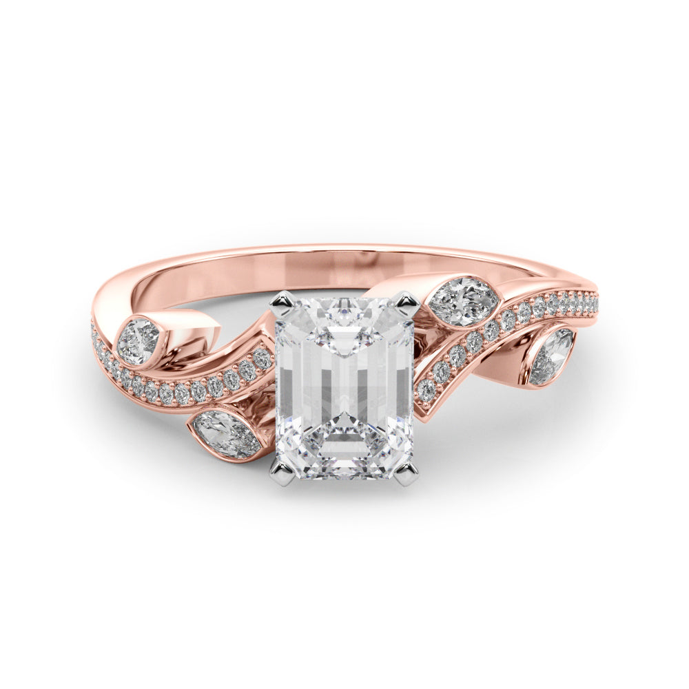 Refined Fashion Ring Round Diamond Engagement Ring — 9K/18K Gold & Platinum