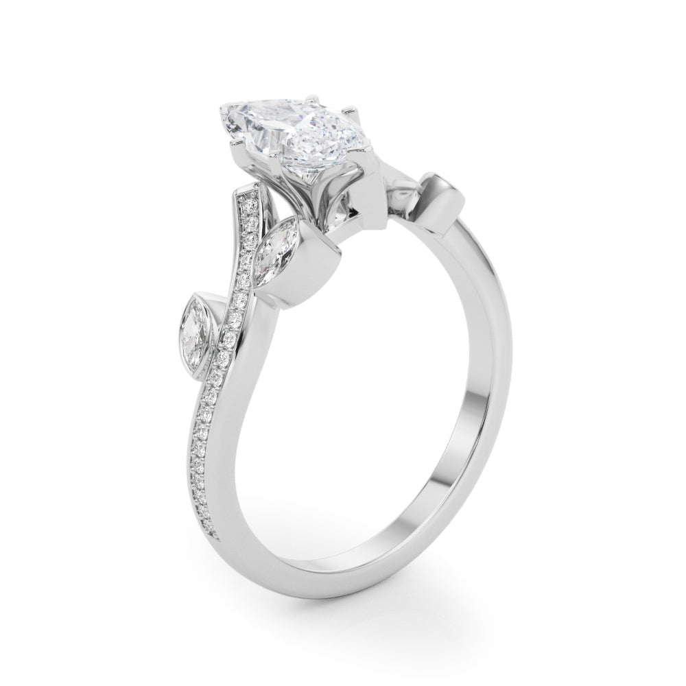 Refined Fashion Ring Round Diamond Engagement Ring — 9K/18K Gold & Platinum