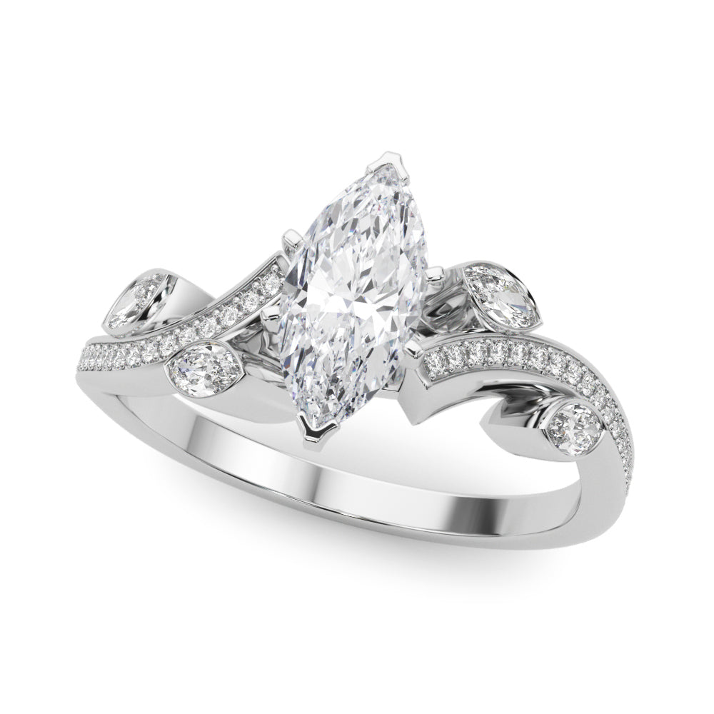 Refined Fashion Ring Round Diamond Engagement Ring — 9K/18K Gold & Platinum