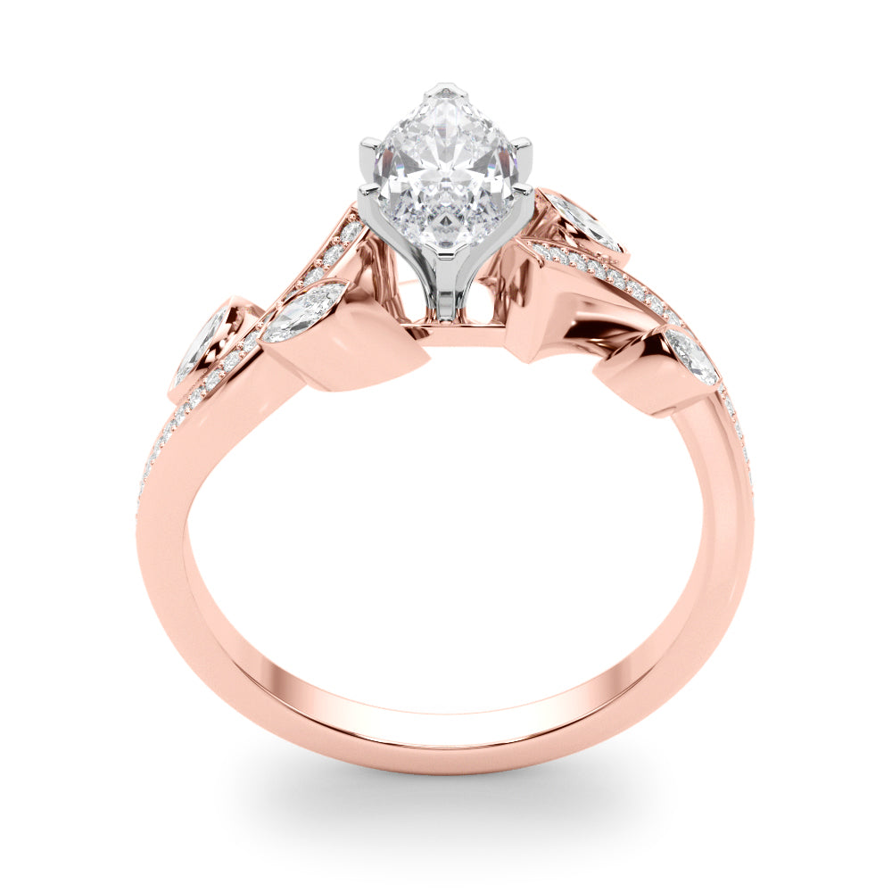 Refined Fashion Ring Round Diamond Engagement Ring — 9K/18K Gold & Platinum