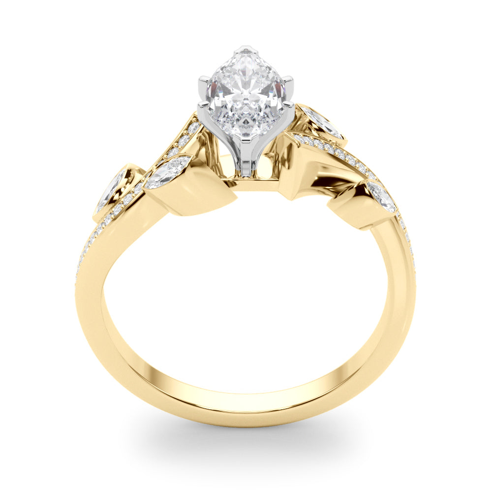 Refined Fashion Ring Round Diamond Engagement Ring — 9K/18K Gold & Platinum