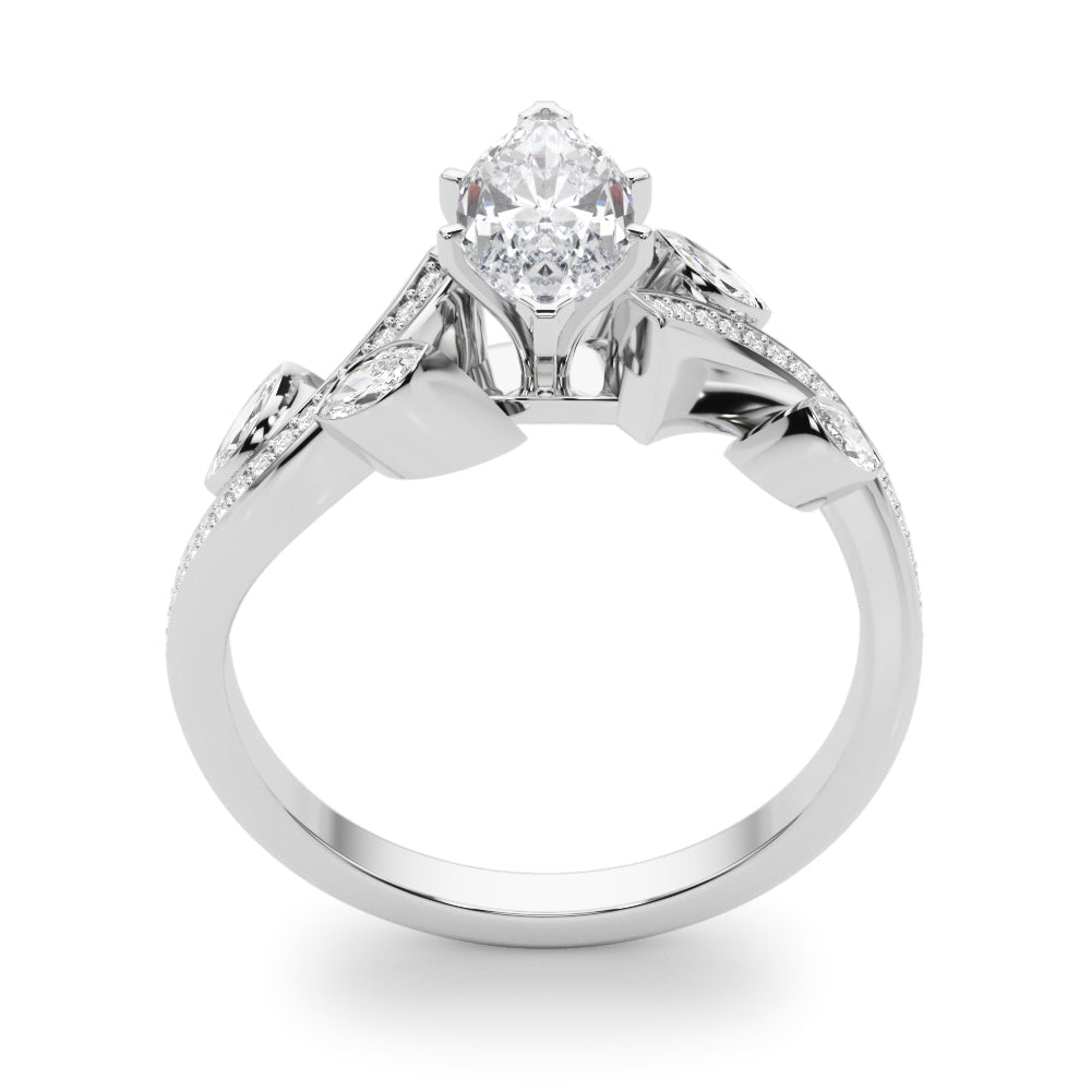 Refined Fashion Ring Round Diamond Engagement Ring — 9K/18K Gold & Platinum