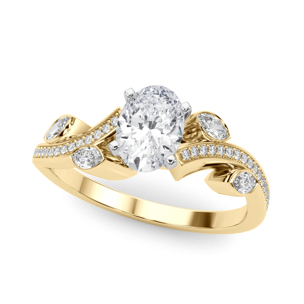 Refined Fashion Ring Round Diamond Engagement Ring — 9K/18K Gold & Platinum
