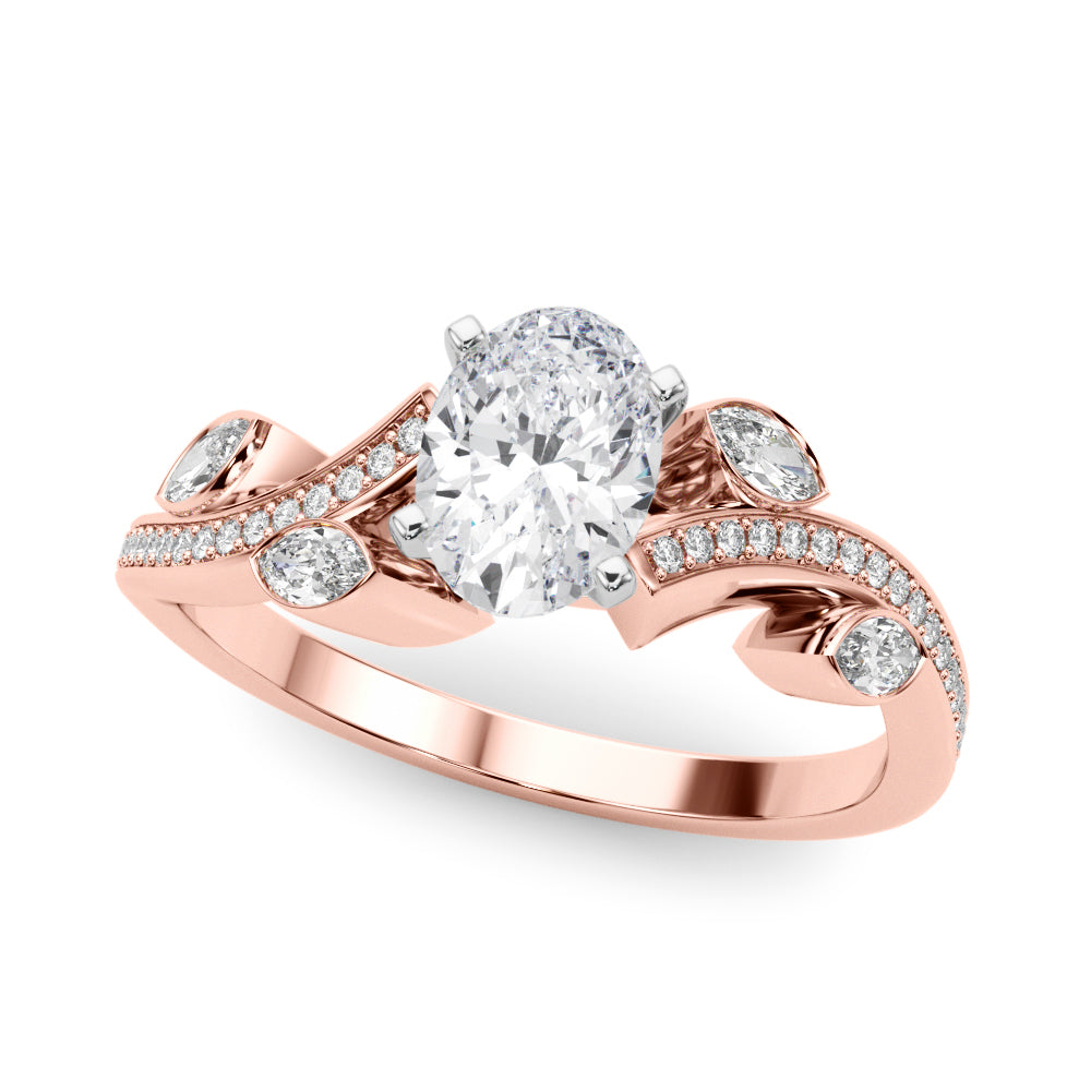 Refined Fashion Ring Round Diamond Engagement Ring — 9K/18K Gold & Platinum