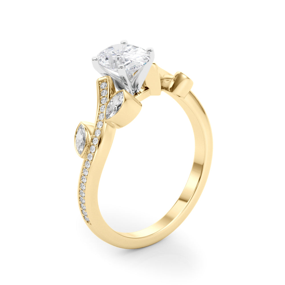 Refined Fashion Ring Round Diamond Engagement Ring — 9K/18K Gold & Platinum