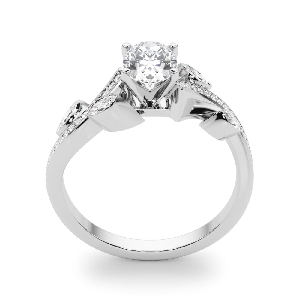 Refined Fashion Ring Round Diamond Engagement Ring — 9K/18K Gold & Platinum