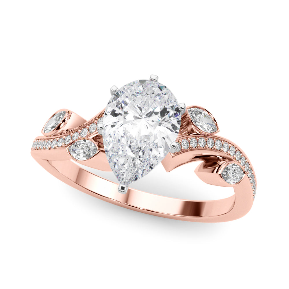 Refined Fashion Ring Round Diamond Engagement Ring — 9K/18K Gold & Platinum