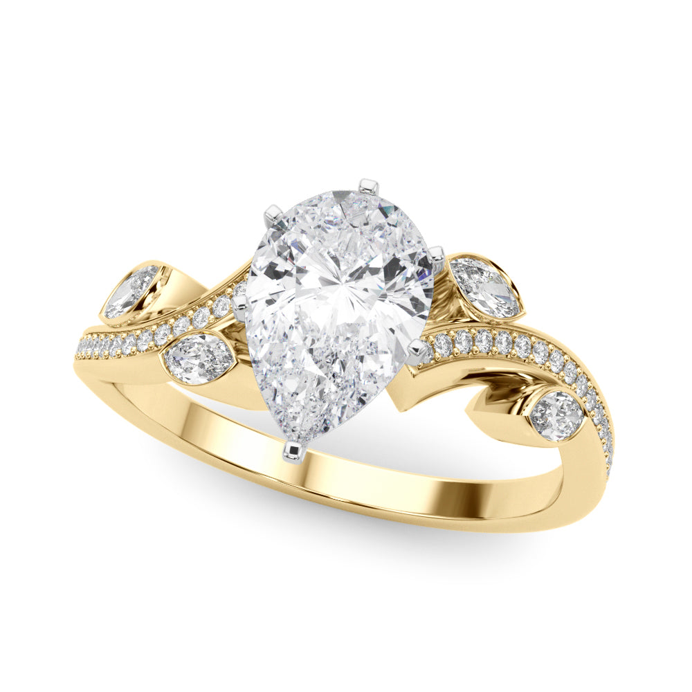 Refined Fashion Ring Round Diamond Engagement Ring — 9K/18K Gold & Platinum
