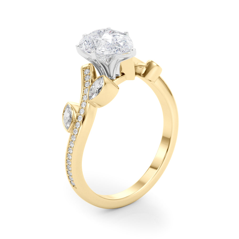 Refined Fashion Ring Round Diamond Engagement Ring — 9K/18K Gold & Platinum