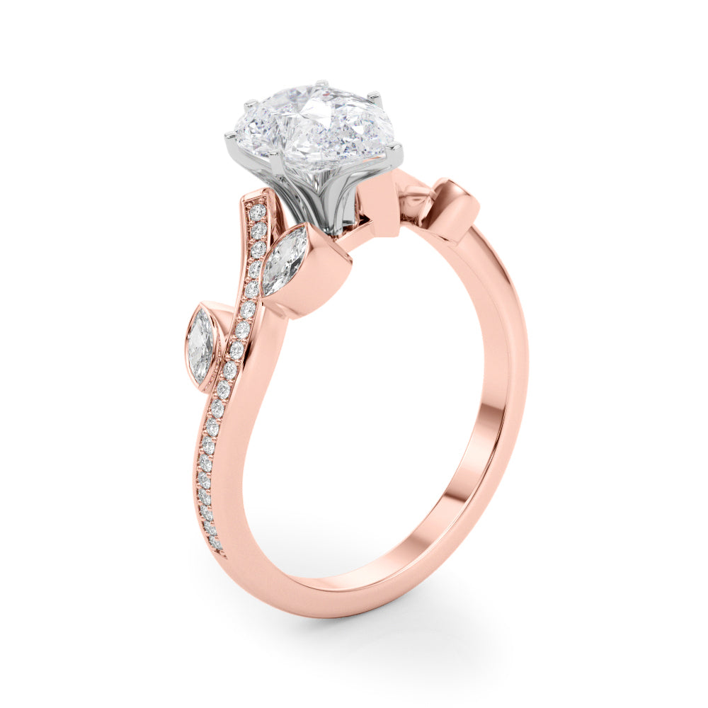 Refined Fashion Ring Round Diamond Engagement Ring — 9K/18K Gold & Platinum