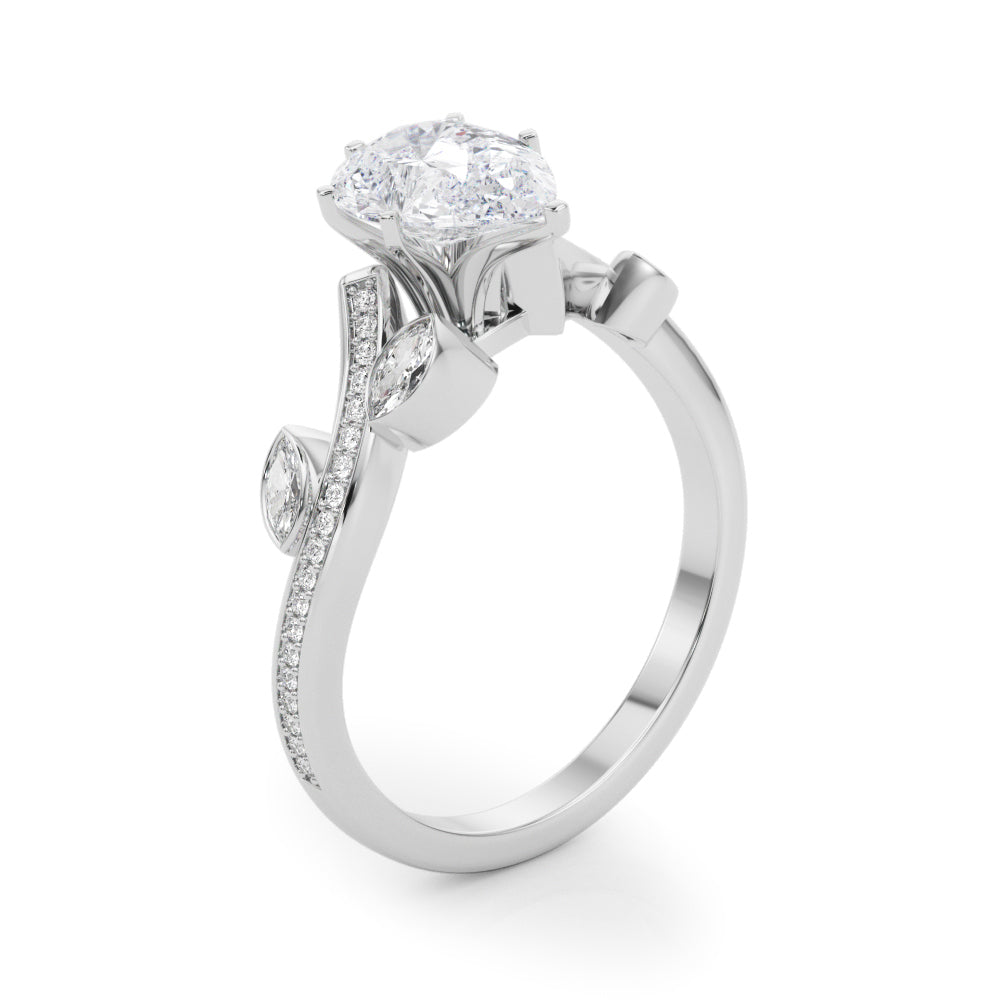 Refined Fashion Ring Round Diamond Engagement Ring — 9K/18K Gold & Platinum