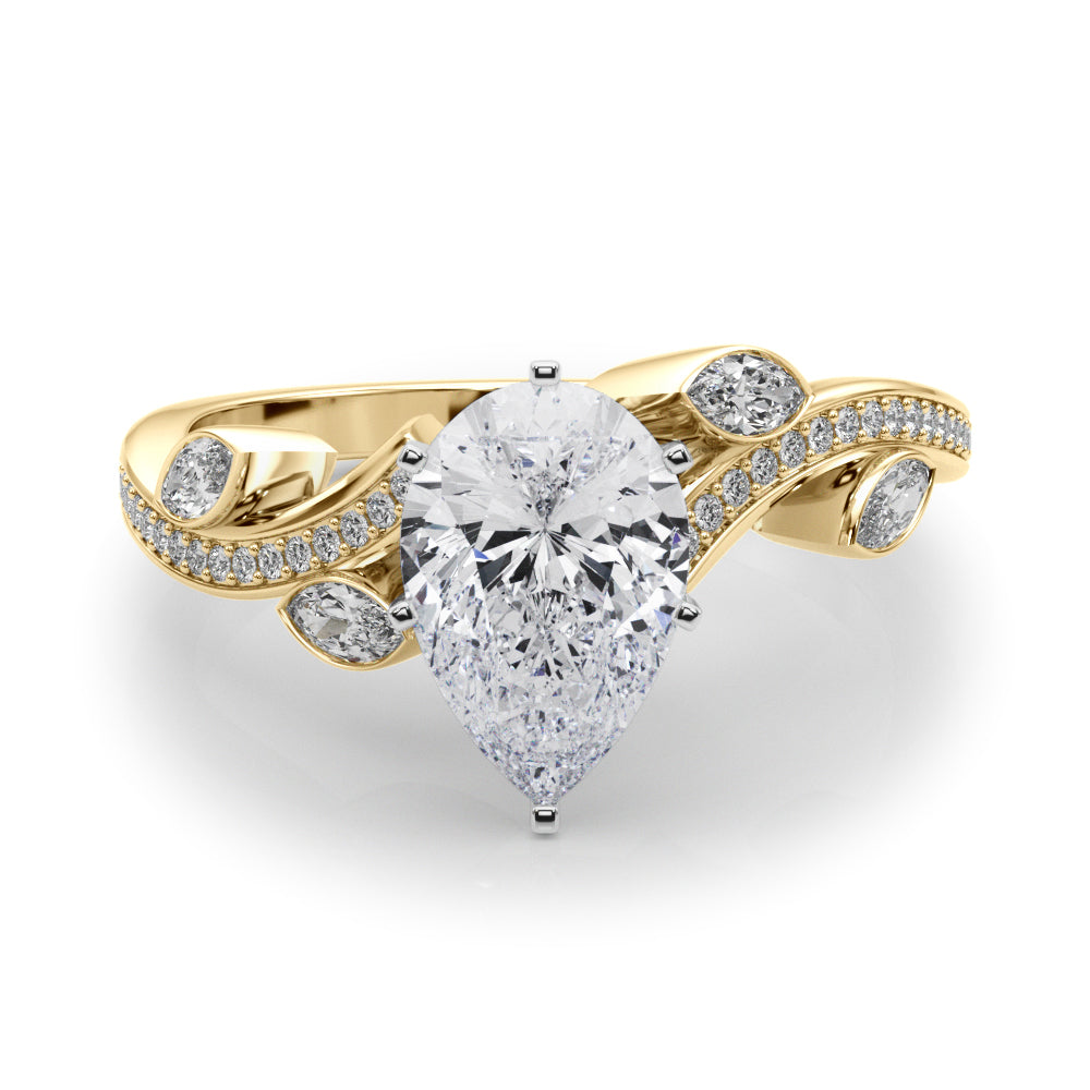 Refined Fashion Ring Round Diamond Engagement Ring — 9K/18K Gold & Platinum