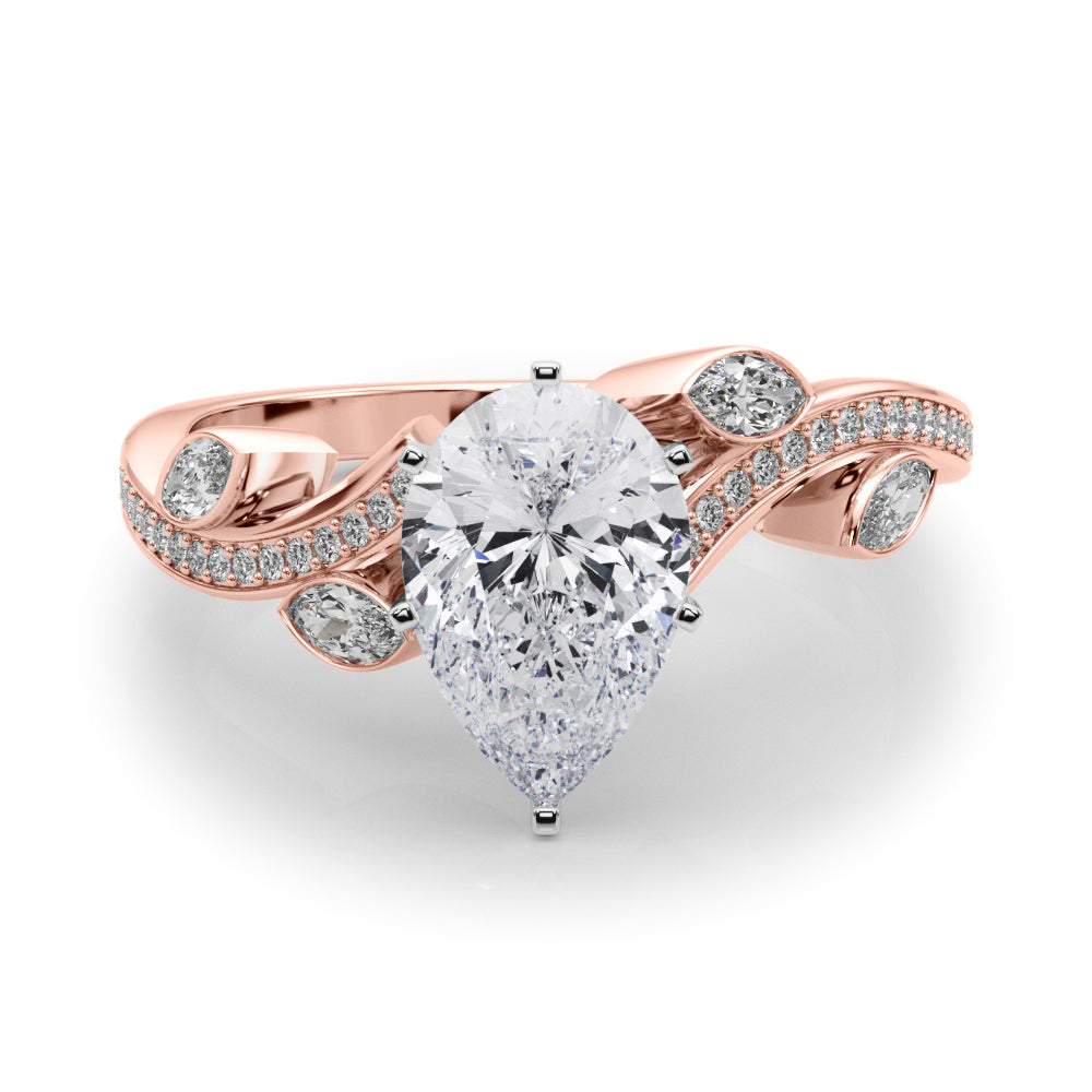 Refined Fashion Ring Round Diamond Engagement Ring — 9K/18K Gold & Platinum