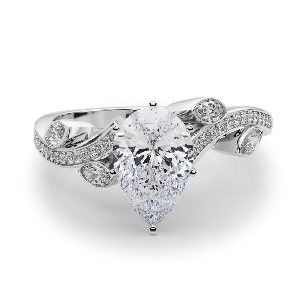 Refined Fashion Ring Round Diamond Engagement Ring — 9K/18K Gold & Platinum