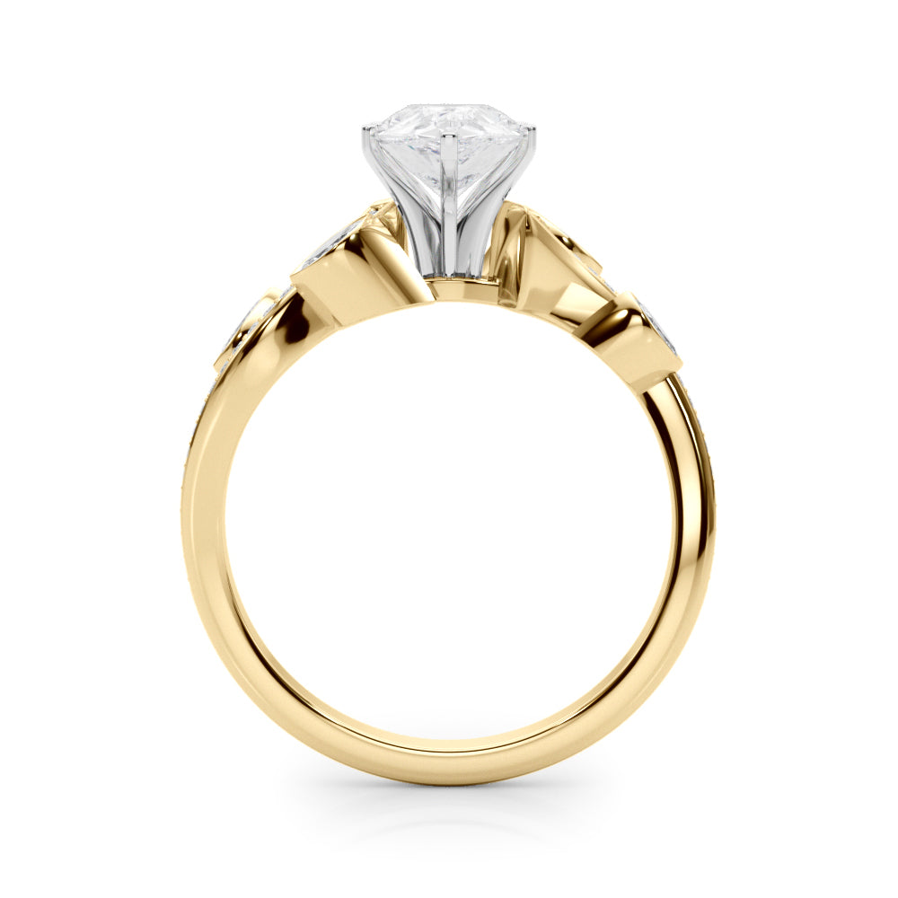 Refined Fashion Ring Round Diamond Engagement Ring — 9K/18K Gold & Platinum