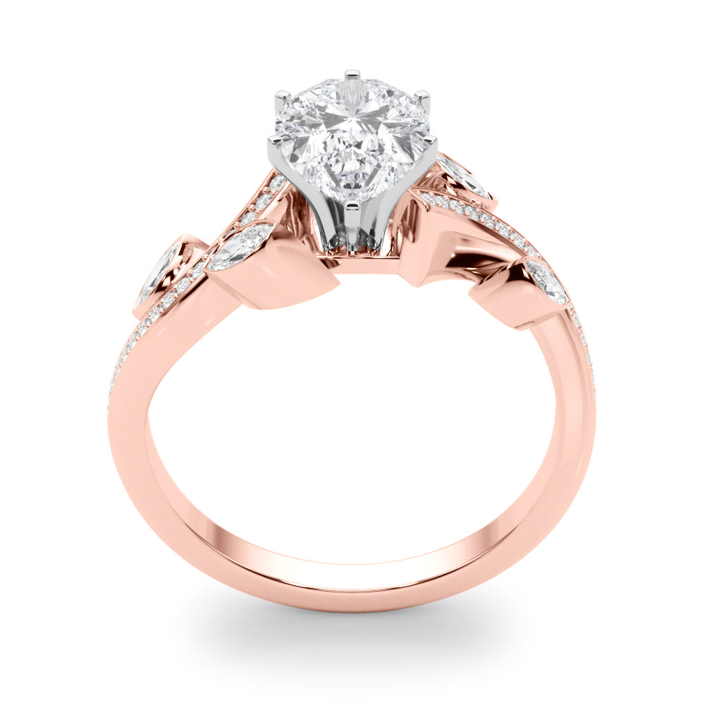 Refined Fashion Ring Round Diamond Engagement Ring — 9K/18K Gold & Platinum