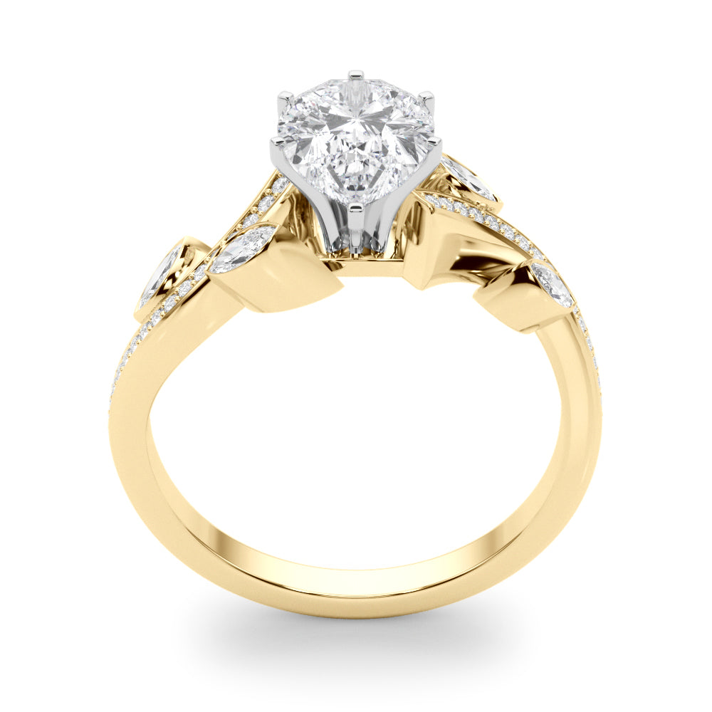 Refined Fashion Ring Round Diamond Engagement Ring — 9K/18K Gold & Platinum