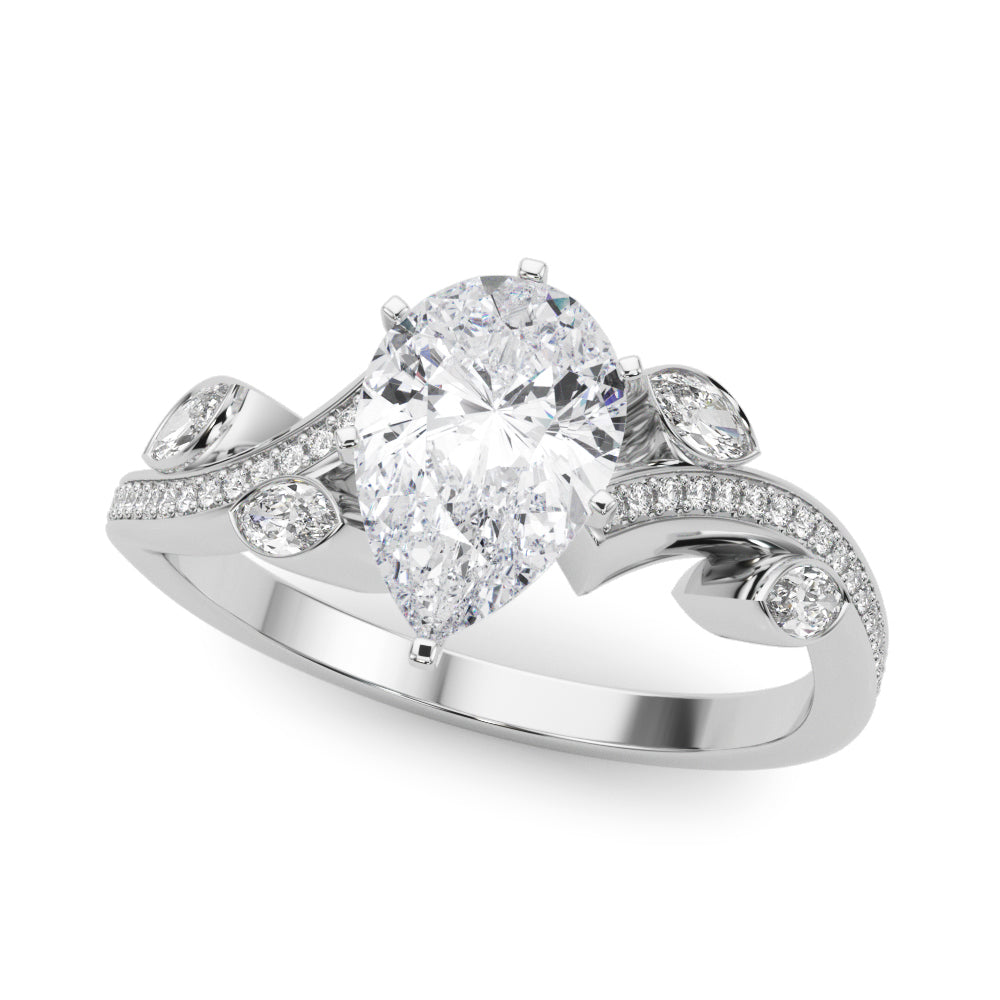 Refined Fashion Ring Round Diamond Engagement Ring — 9K/18K Gold & Platinum