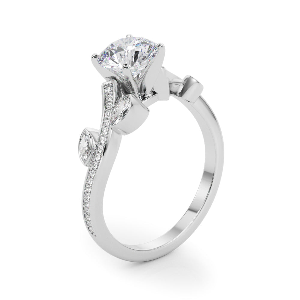 Refined Fashion Ring Round Diamond Engagement Ring — 9K/18K Gold & Platinum