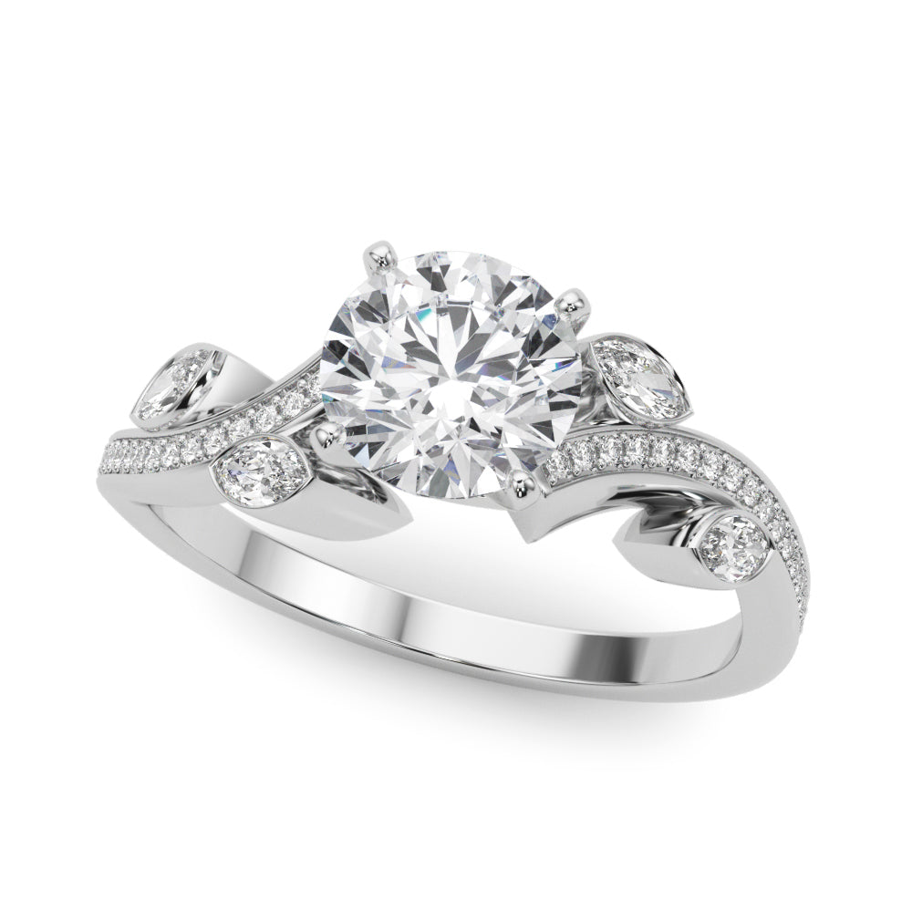 Refined Fashion Ring Round Diamond Engagement Ring — 9K/18K Gold & Platinum