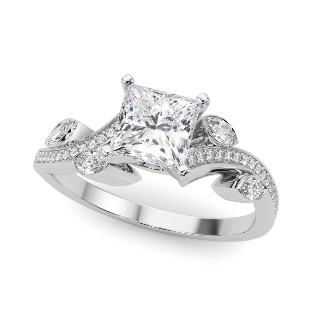 Refined Fashion Ring Round Diamond Engagement Ring — 9K/18K Gold & Platinum
