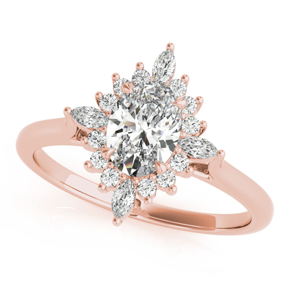 Exquisite Fashion Ring Oval Diamond Engagement Ring — 9K/18K Gold & Platinum