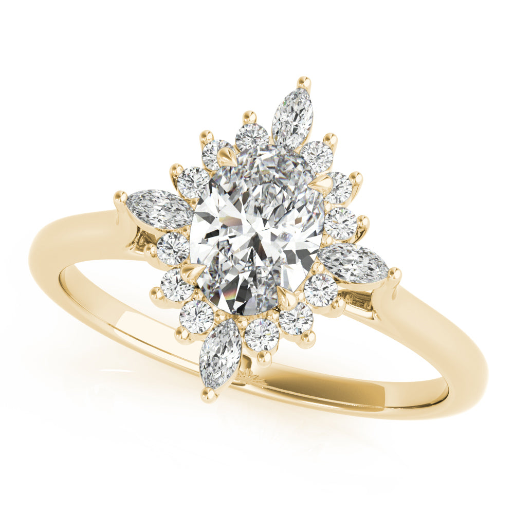 Exquisite Fashion Ring Oval Diamond Engagement Ring — 9K/18K Gold & Platinum