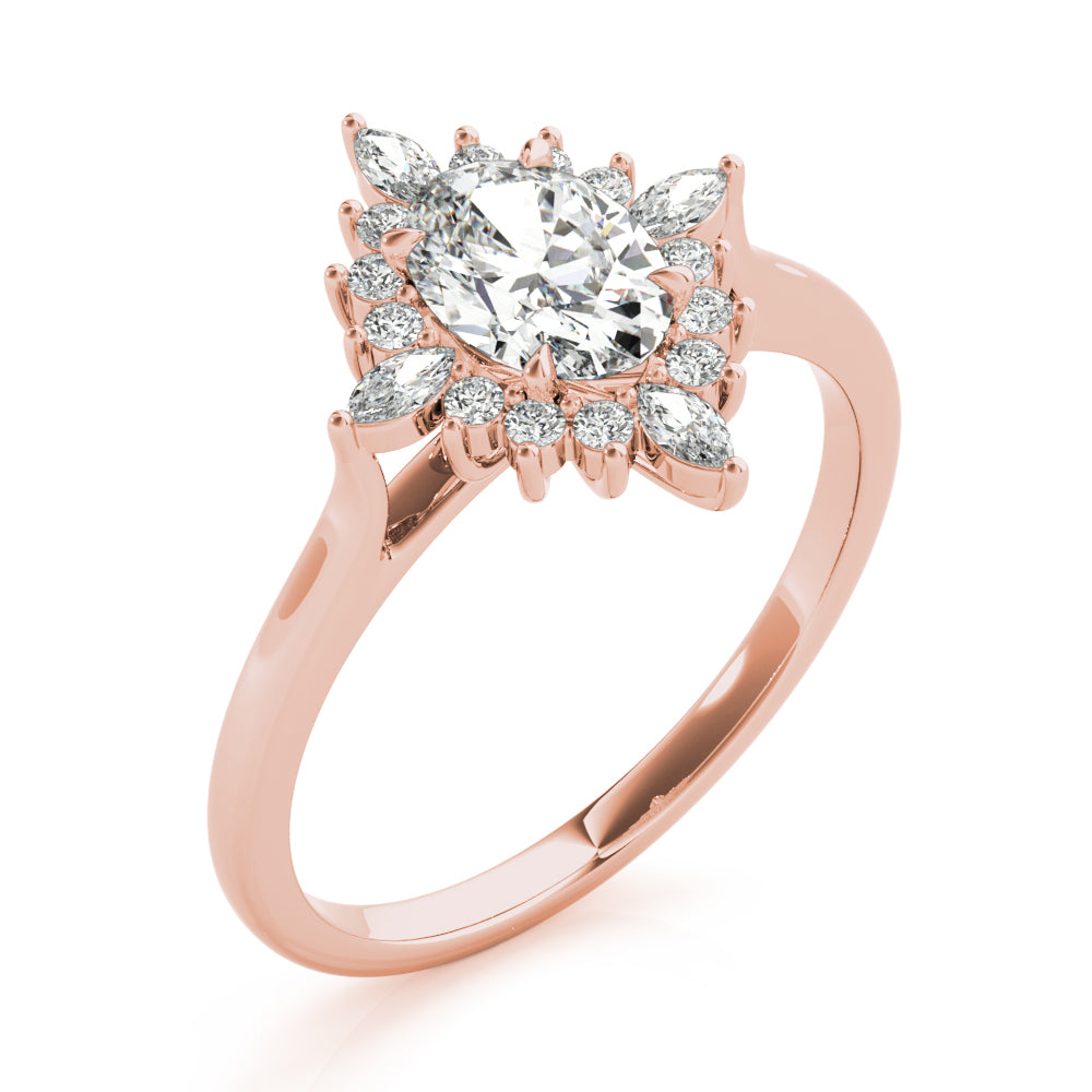 Exquisite Fashion Ring Oval Diamond Engagement Ring — 9K/18K Gold & Platinum