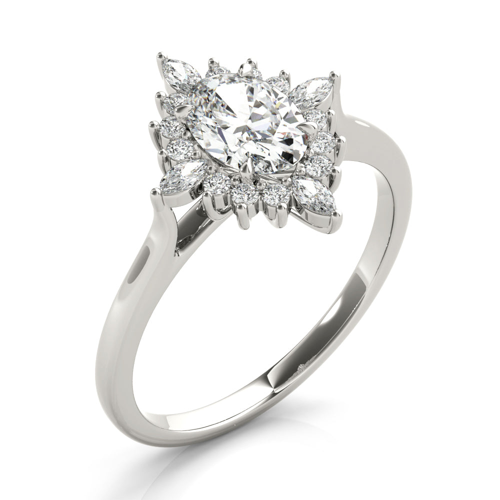 Exquisite Fashion Ring Oval Diamond Engagement Ring — 9K/18K Gold & Platinum