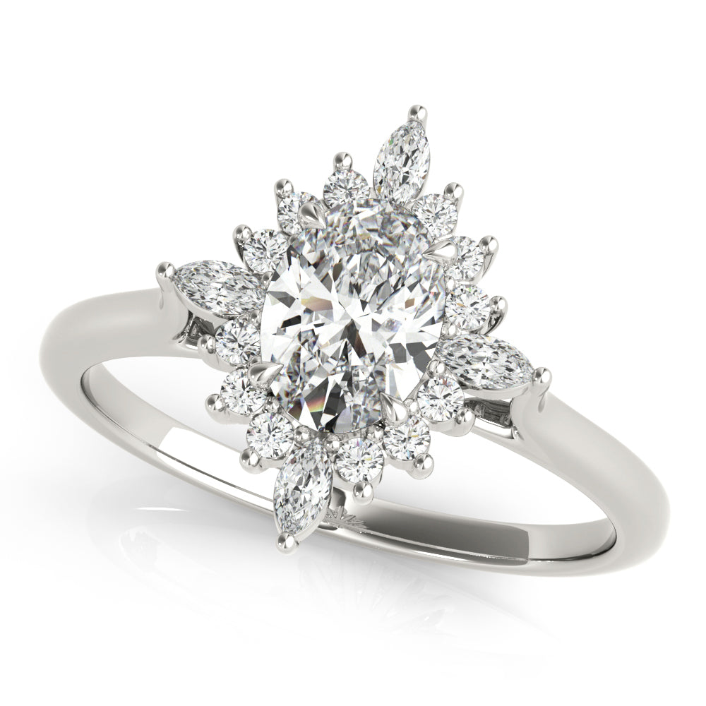 Exquisite Fashion Ring Oval Diamond Engagement Ring — 9K/18K Gold & Platinum