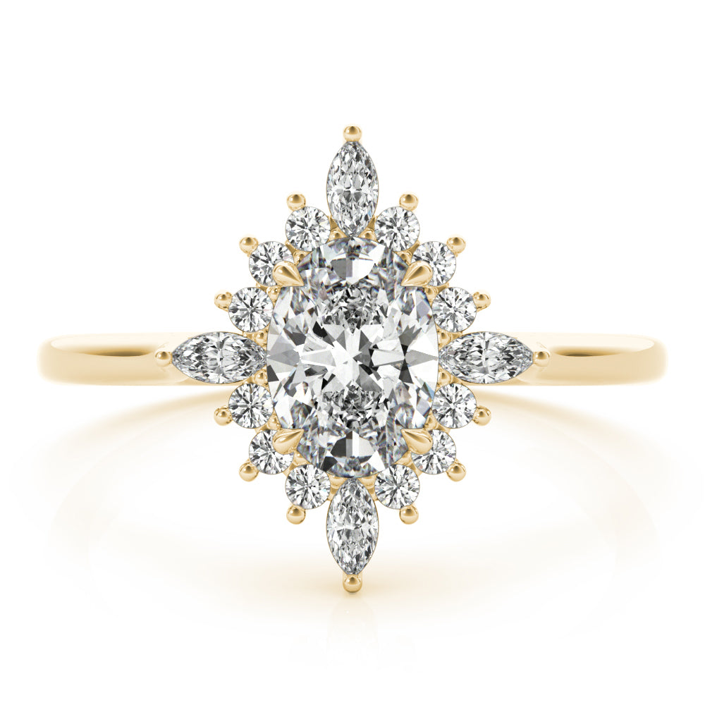 Exquisite Fashion Ring Oval Diamond Engagement Ring — 9K/18K Gold & Platinum