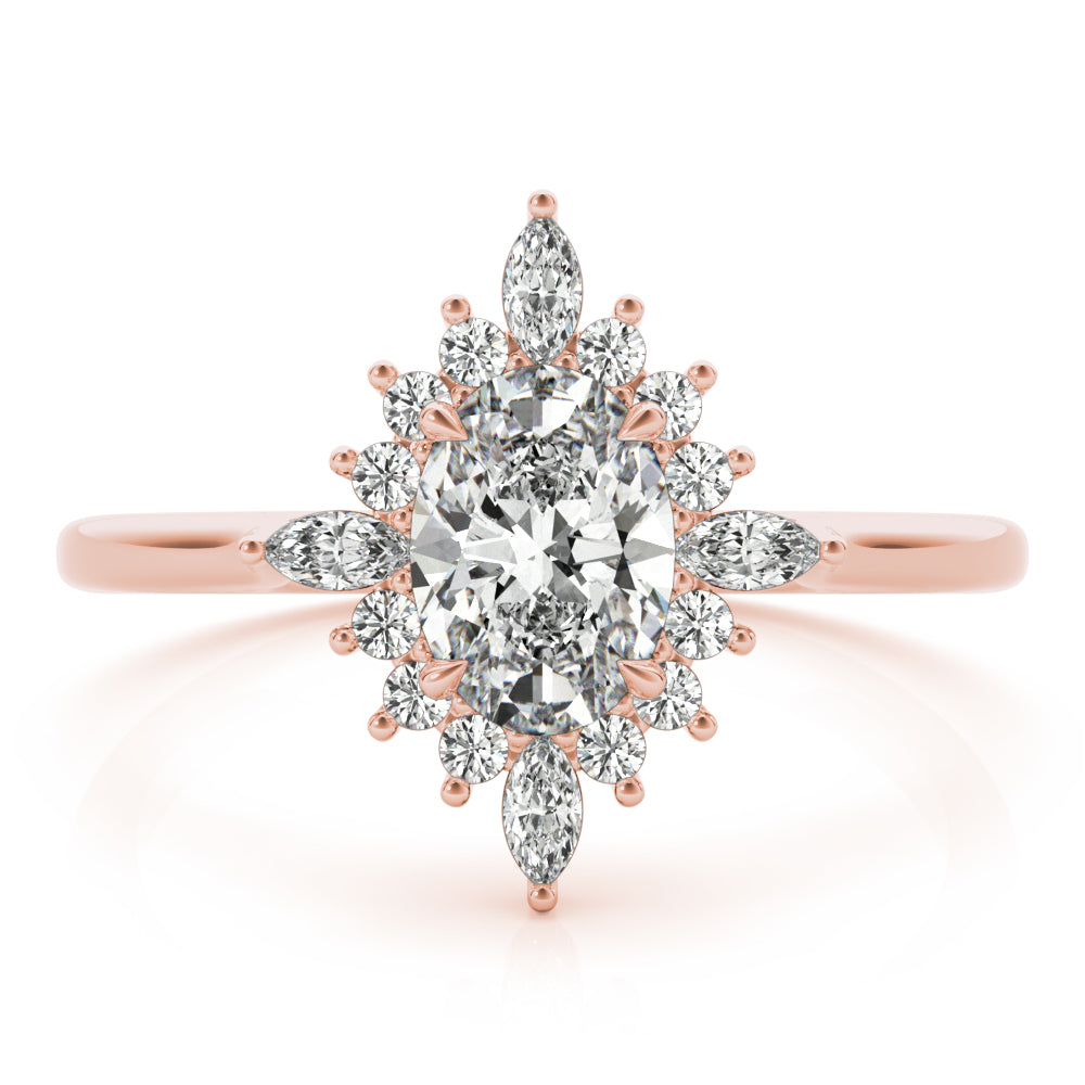 Exquisite Fashion Ring Oval Diamond Engagement Ring — 9K/18K Gold & Platinum