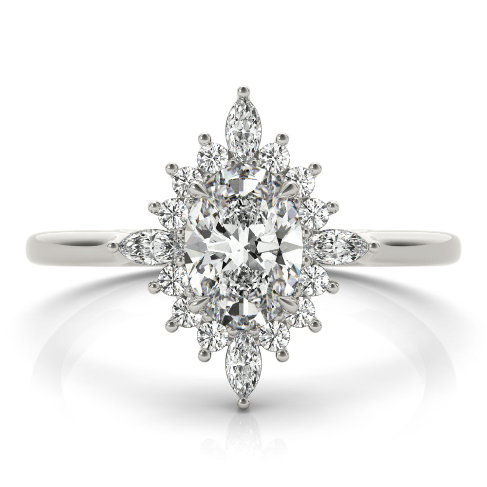 Exquisite Fashion Ring Oval Diamond Engagement Ring — 9K/18K Gold & Platinum