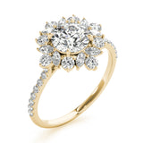 Regal Fashion Ring Round Diamond Engagement Ring — 9K/18K Gold & Platinum