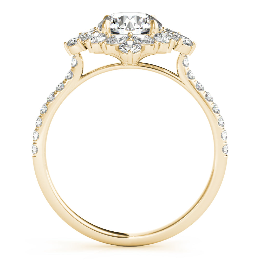 Regal Fashion Ring Round Diamond Engagement Ring — 9K/18K Gold & Platinum