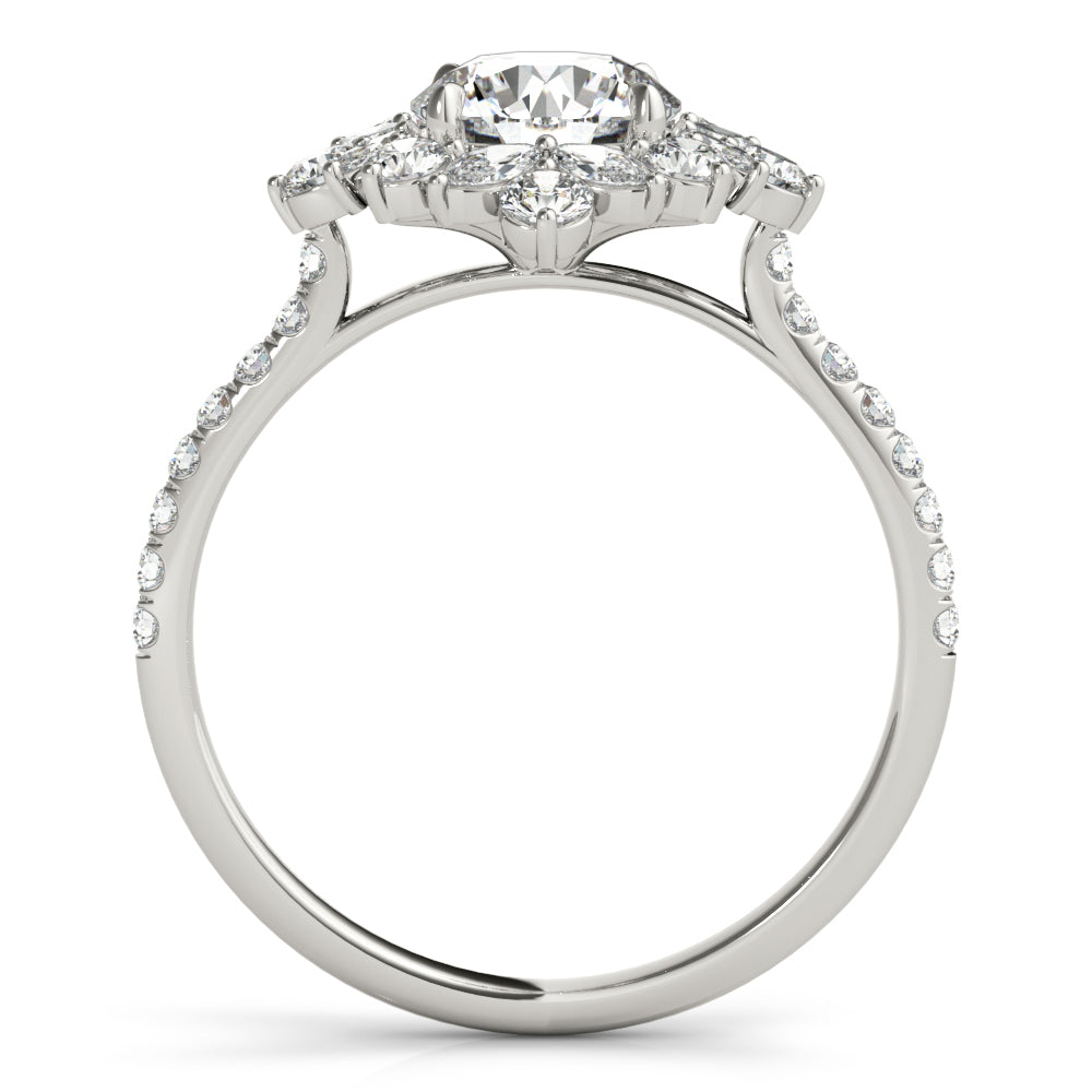 Regal Fashion Ring Round Diamond Engagement Ring — 9K/18K Gold & Platinum