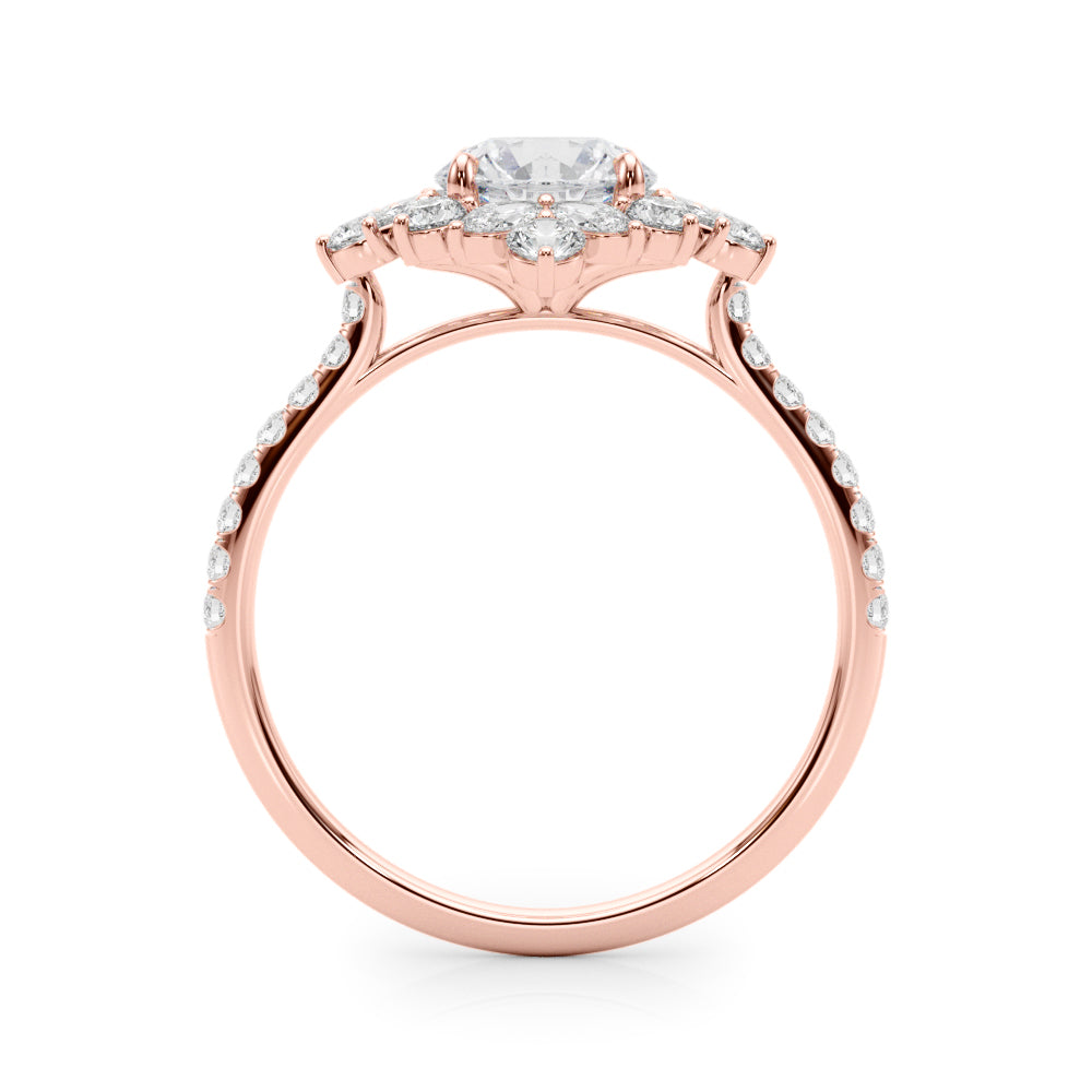 Regal Fashion Ring Round Diamond Engagement Ring — 9K/18K Gold & Platinum