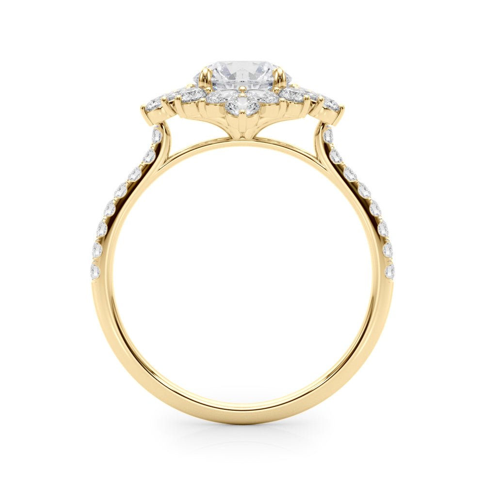 Regal Fashion Ring Round Diamond Engagement Ring — 9K/18K Gold & Platinum