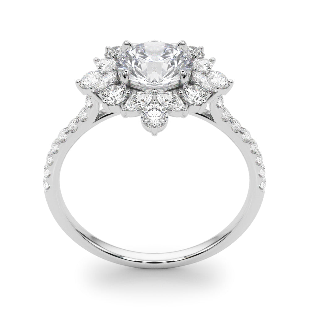 Regal Fashion Ring Round Diamond Engagement Ring — 9K/18K Gold & Platinum