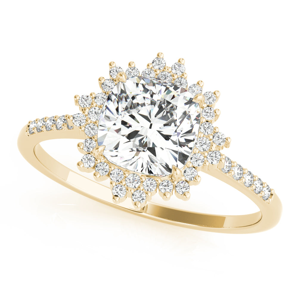 Eternal Center Cushion Diamond Engagement Ring — 9K/18K Gold & Platinum
