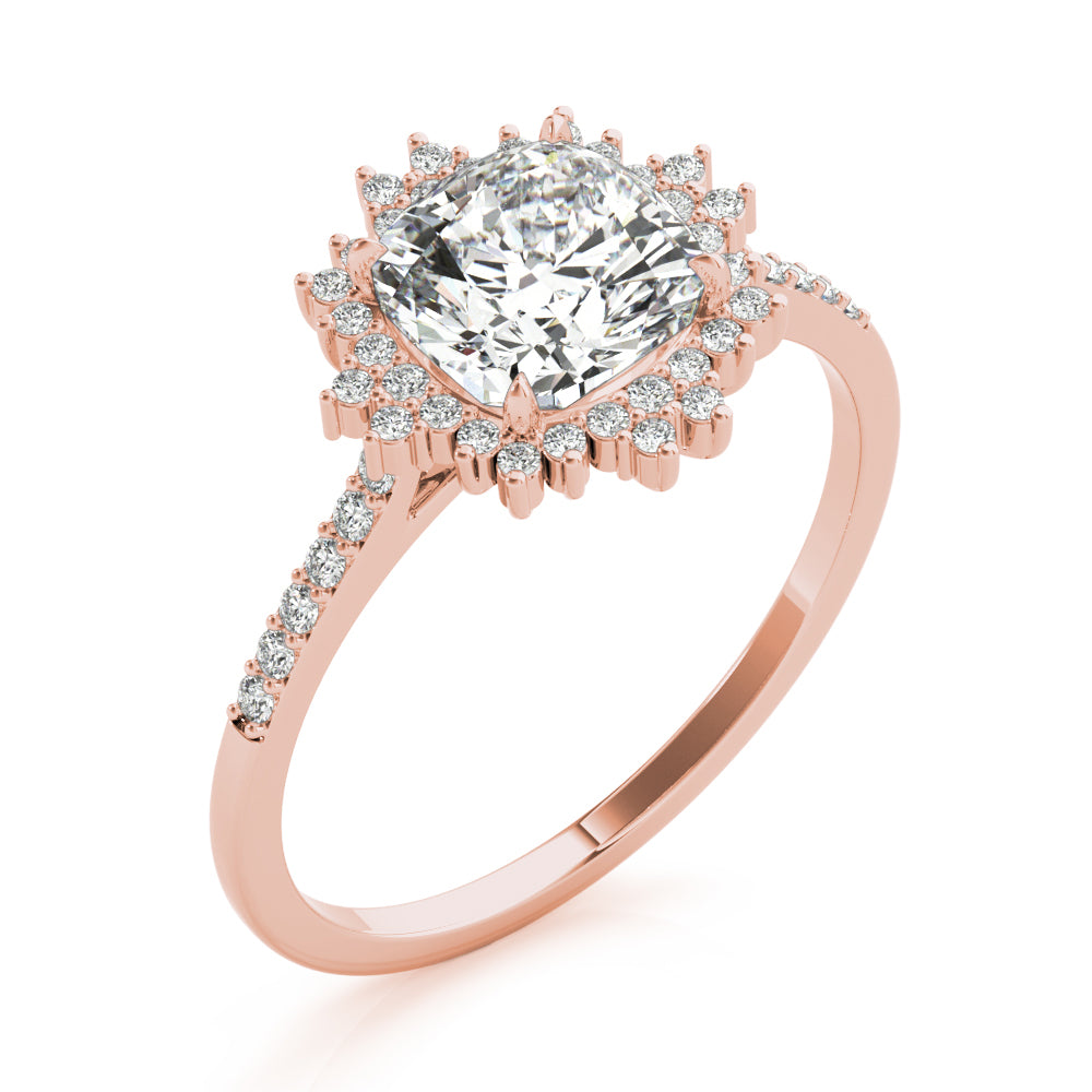 Eternal Center Cushion Diamond Engagement Ring — 9K/18K Gold & Platinum