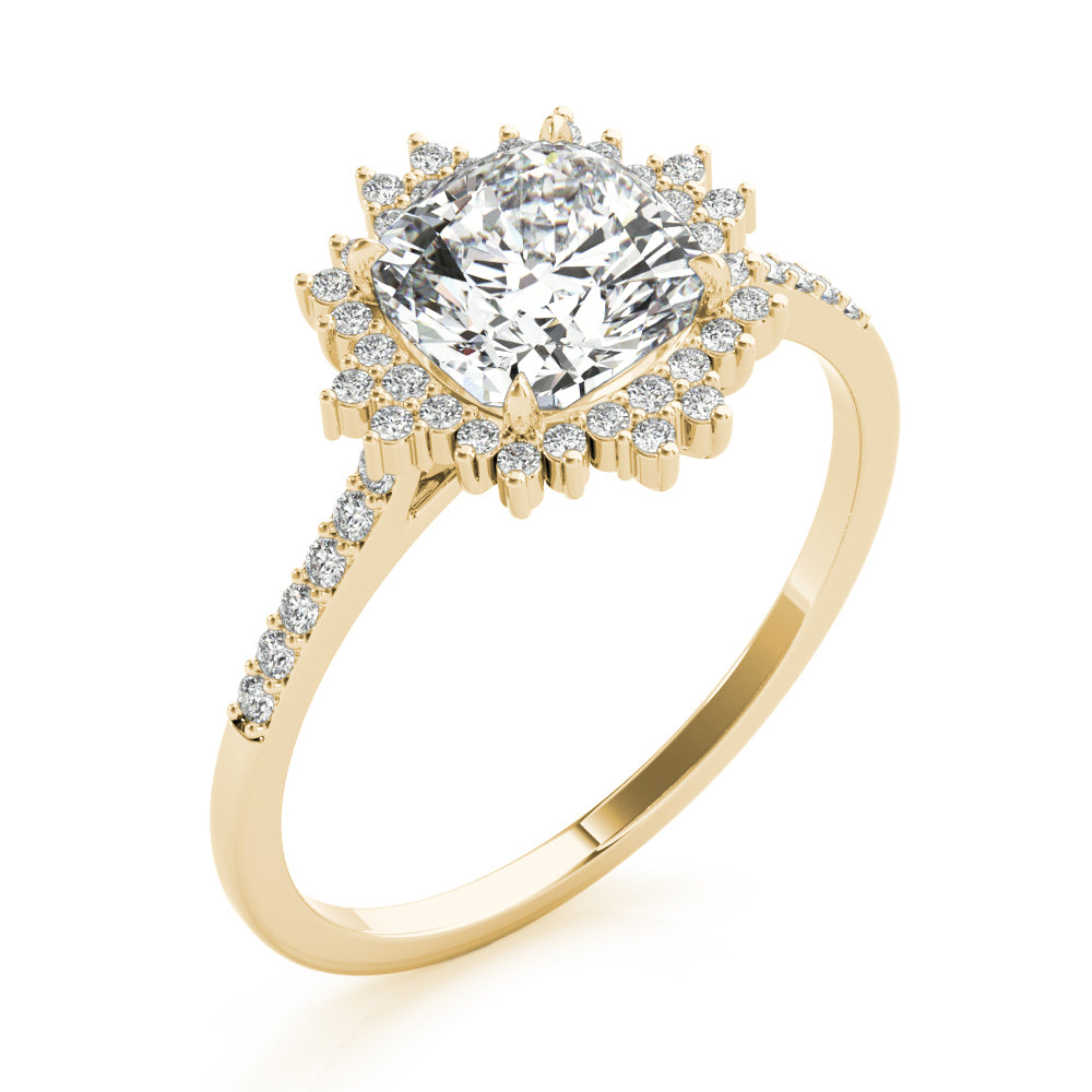 Eternal Center Cushion Diamond Engagement Ring — 9K/18K Gold & Platinum