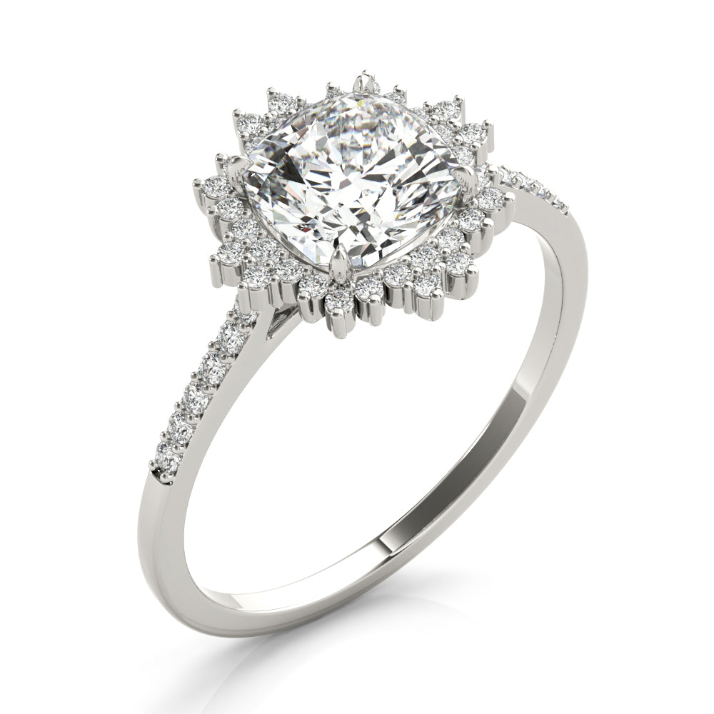 Eternal Center Cushion Diamond Engagement Ring — 9K/18K Gold & Platinum
