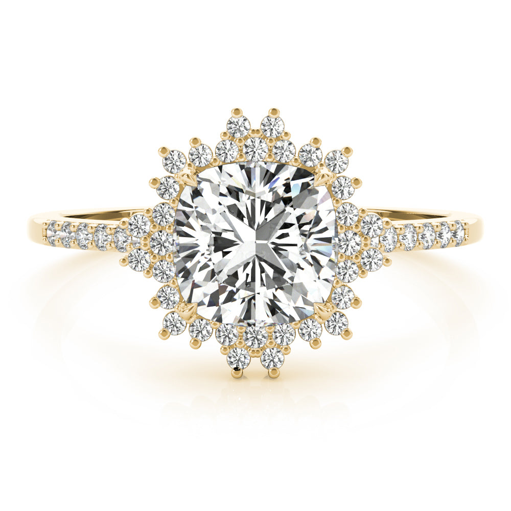 Eternal Center Cushion Diamond Engagement Ring — 9K/18K Gold & Platinum