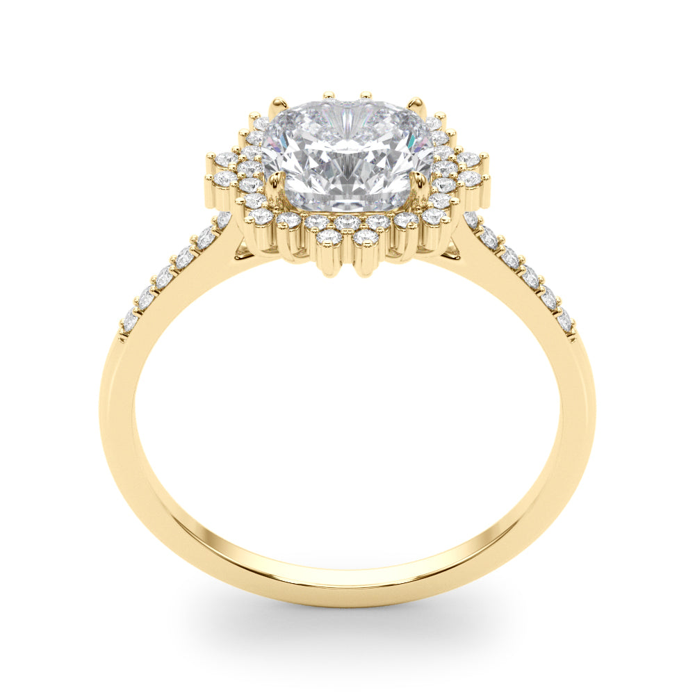 Eternal Center Cushion Diamond Engagement Ring — 9K/18K Gold & Platinum