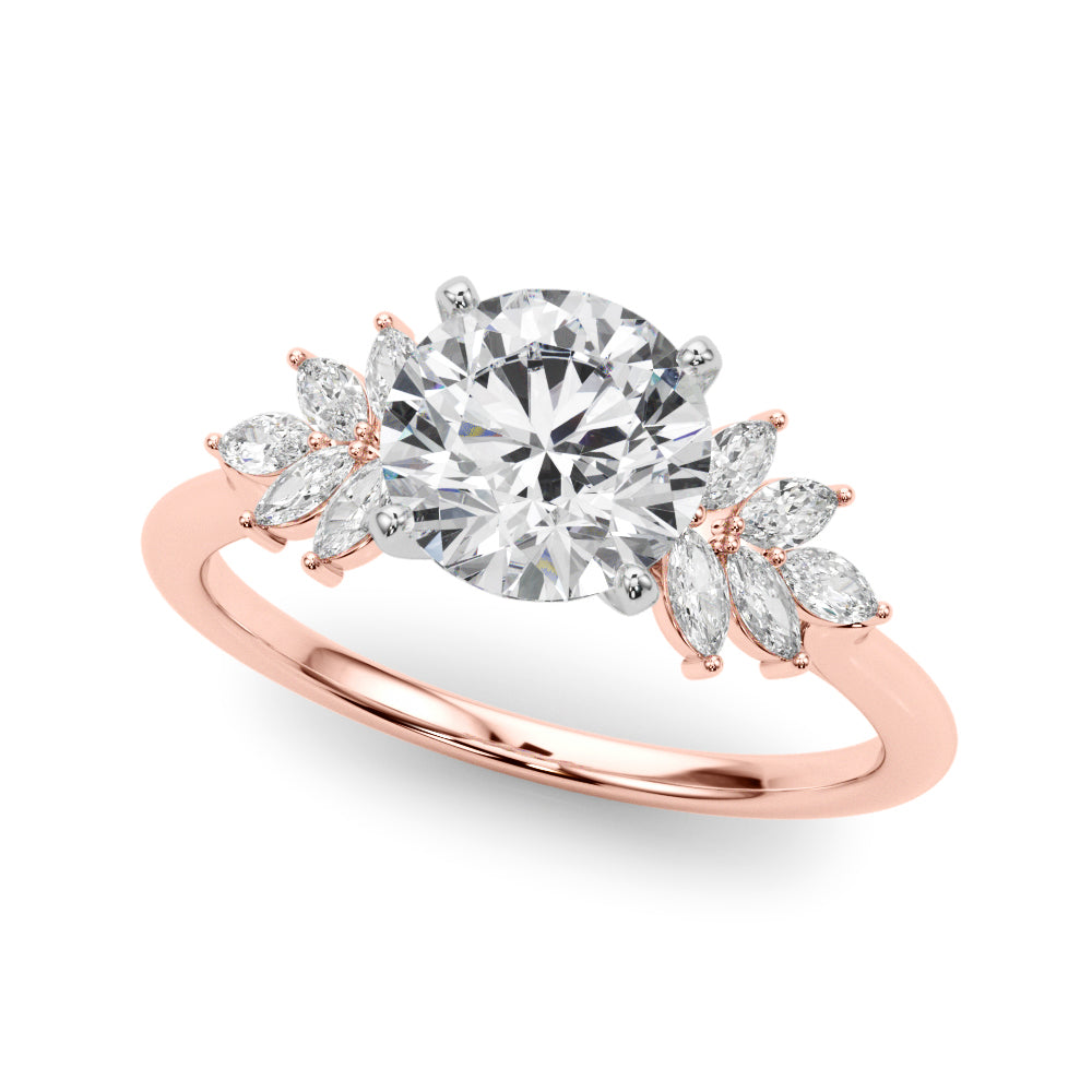 Radiant Peg Center Marquise Diamond Engagement Ring — 9K/18K Gold & Platinum