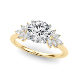 Radiant Peg Center Marquise Diamond Engagement Ring — 9K/18K Gold & Platinum
