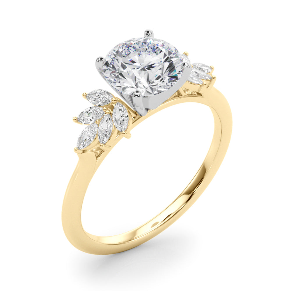 Radiant Peg Center Marquise Diamond Engagement Ring — 9K/18K Gold & Platinum