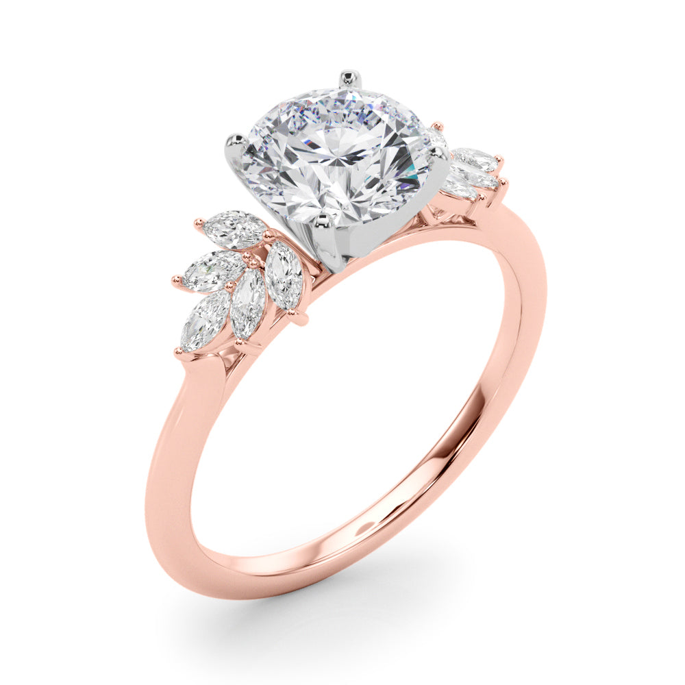 Radiant Peg Center Marquise Diamond Engagement Ring — 9K/18K Gold & Platinum